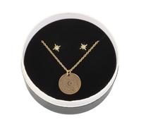 Astrology Wheel Earring and Necklace Set - Celestial Zodiac Symbol Jewelry with Intricate Wheel Design, Perfect for Astrology Enthusiasts, Silver Plated, Hypoallergenic, Includes Gift Box