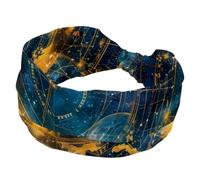 Astrology Wheel with Zodiac Signs on Constellation Map Stretchy Headbands for Women, Non-Slip Hair Bands Fashion Sports Turban for Yoga Workout Daily Use
