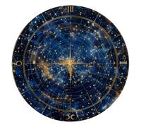 Astrology Wheel with Zodiac Signs Round Mouse Pad, Mousepad with Non-Slip Rubber Base, Computer Gaming Pads for Wireless Mouse, Easy Gliding