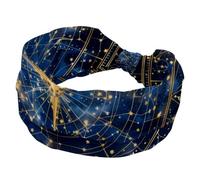 Astrology Wheel with Zodiac Signs Wide Headbands for Women, Yoga Workout Head Bands Wide Elastic Hair Bands for Washing Face Makeup