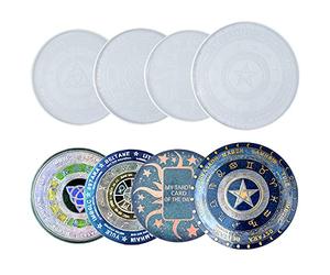 Astrology Zodiac Board Epoxy Resin Silicone Moulds Wheel of The Year, Tarot Card for Pendulum Mats, Coasters, Constellation Compass Divination 4-in-Set Large 8-11inch