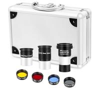 Astromania 1.25" Telescope Eyepiece & Filter Astronomical Kit with 2pcs Plossl Eyepieces, 3pcs Planetary Filters, Moon Filter and 2X Barlow Lens - A Useful Set of Accessories for Newcomer to Astronomy