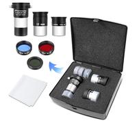Astromania Telescope Eyepiece Set Accessory Kit for Beginner, Fully Coated 6mm Plossl 15mm Kellner Eyepiece Barlow Lens 2X with T Thread, Moon Filter 25&82A Telescope Filter and Sturdy Carry Case
