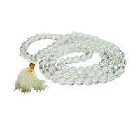 ASTROMUDRA 108-Bead Sphatik Mala | Natural Clear Quartz Japa Beads for Meditation, Prayer and Positive Energy | Traditional Yoga Necklace or Wrist Wrap for Men & Women