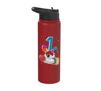 Astronaut 1 Year Old Solar System Outer Space 1st Birthday Stainless Steel Insulated Water Bottle