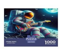 Astronaut 100% Recycled Cardboard Astronaut Playing Guitar on Moon 1000 Piece Jigsaws for Adults Brain Development Classic Games 70x50cm/1000pcs