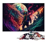 Astronaut 1000 Piece Jigsaw Puzzle Wooden Jigsaw DIY Decoration, Brain Challenge, for Adult, Family, 50x75CM/19.68x29.52inch