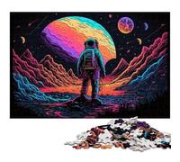Astronaut 1000 Piece Jigsaw Puzzle Wooden Jigsaw DIY Decoration, Brain Challenge, for Adult, Family, 50x75CM/19.68x29.52inch