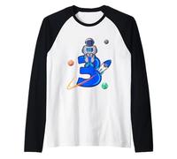 Astronaut 3rd Birthday Space Gift 3 Years Old Boys Girls Raglan Baseball Tee