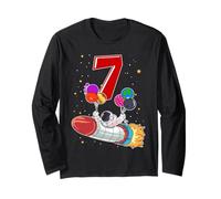 Astronaut 7 Year Old Solar System Outer Space 7th Birthday Long Sleeve T-Shirt