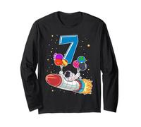 Astronaut 7 Year Old Solar System Outer Space 7th Birthday Long Sleeve T-Shirt
