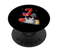 Astronaut 7 Year Old Solar System Outer Space 7th Birthday PopSockets Adhesive PopGrip