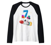 Astronaut 7 Year Old Solar System Outer Space 7th Birthday Raglan Baseball Tee