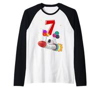 Astronaut 7 Year Old Solar System Outer Space 7th Birthday Raglan Baseball Tee