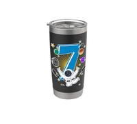 Astronaut 7 Year Old Solar System Outer Space 7th Birthday Stainless Steel Insulated Tumbler