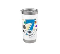 Astronaut 7 Year Old Solar System Outer Space 7th Birthday Stainless Steel Insulated Tumbler