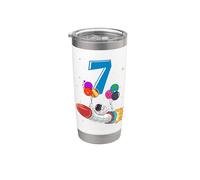 Astronaut 7 Year Old Solar System Outer Space 7th Birthday Stainless Steel Insulated Tumbler