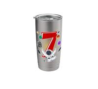 Astronaut 7 Year Old Solar System Outer Space 7th Birthday Stainless Steel Insulated Tumbler