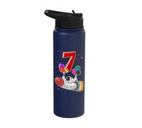 Astronaut 7 Year Old Solar System Outer Space 7th Birthday Stainless Steel Insulated Water Bottle