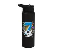 Astronaut 7 Year Old Solar System Outer Space 7th Birthday Stainless Steel Insulated Water Bottle