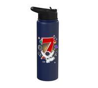 Astronaut 7 Year Old Solar System Outer Space 7th Birthday Stainless Steel Insulated Water Bottle