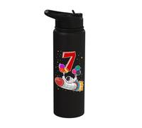 Astronaut 7 Year Old Solar System Outer Space 7th Birthday Stainless Steel Insulated Water Bottle