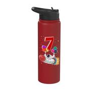 Astronaut 7 Year Old Solar System Outer Space 7th Birthday Stainless Steel Insulated Water Bottle