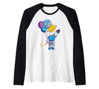 Astronaut 7th Birthday Space Gift 7 Years Old Boys Girls Raglan Baseball Tee