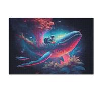 Astronaut Adults Wooden Jigsaw Puzzle,3D Puzzle for Kids Wooden Puzzle Toys for Family Game Play Collection Best Gift,Brain Training 1000 Piece （75×50cm）