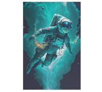 Astronaut Adults Wooden Jigsaw Puzzle, for Kids Wooden Puzzles Toys Family Game Play,Brain Training 1000 Piece （78×53cm）