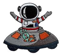 Astronaut Alien Flying Saucer Embroidered Patch Iron Sew On Clothes Space Badge