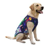 Astronaut Aliens Pizza Dog Clothes Ice Silk Sleeveless Pet Vest Breathable Shirts for Large Dogs Cat 2XL