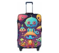 Astronaut and Alien Luggage Cover Elastic Washable Stretch Suitcase Protector Scratch Resistant Travel Cover White/Opulent Garden Medium, White/Opulent Garden, M
