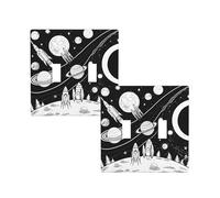Astronaut And Alien Print 2 Gang Double Toggle Light Switch Cover Decorative Wall Plate,Wall Panel For Living Room Kitchen Bedroom Bathroom Switch,4.5" X 4.5"