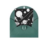Astronaut And Alien Print Blank Greeting Cards, Love Buttons, Pearl Paper Envelopes Suitable For Various Occasions - Anniversary Cards, Thank You Cards, Holiday Cards, Wedding Cards, Congratulations.