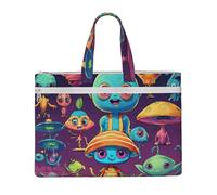 Astronaut And Alien Print Canvas Tote Documents Office Supplies Business Meeting Weekend Getaway File Bag