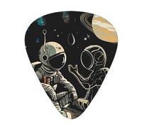 Astronaut And Alien Printed Custom 12 Pieces Guitar Pick In A Box,The Pick Makes Sound Clear, Ukulele, Electric Bass (0.46 0.71 0.96mm)