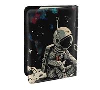 Astronaut And Alien Printed Passport Holder - 6.5 x 4.5 Inch RFID Blocking Travel Wallet,Stylish Passport Cover,Lightweight Document Organizer for Cards
