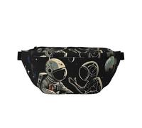 Astronaut and Alien Printed Waist Bag Adjustable Bum Bag Lightweight Travel Waist Fanny Pack Belt for Walking Cycling Hiking Travel