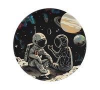 Astronaut and Alien Prints Round Mouse Pad 2 PCS,Non-Slip Rubber Base Mousepad Mouse Mat for Laptop Computer Office 7.9 x 7.9 Inch