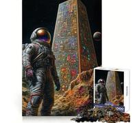 Astronaut And Ancient Obelisk Adults 1000 Piece Jigsaw Puzzle Memory Ability Soft Distraction Secure Join Festive Surprise (38X52CM)