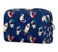 Astronaut and Cosmic Pattern Cosmetic Bag for Women, Travel Toiletries Bags Large Makeup Handy Pouch Organiser Bag with Zipper