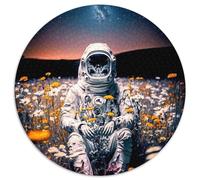 Astronaut And Flower JigsawPuzzle 1000 Pieces for Adults 1000Pc Adults Round Jigsaw Puzzle Educational Toy for Teenagers, Home Office Decor (Size 67.5x67.5cm)