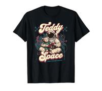 Astronaut and Galactic Cosmic Teddy Bear in Space, Galaxy Value Graphic T-Shirt, Men, Black, M