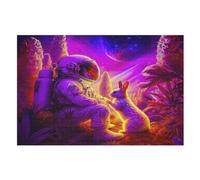 Astronaut And White Rabbit Jigsaw Puzzles 1000 Pieces for Adults Kids Woodiness Puzzle Educational Games Home Decoration (75×50cm)