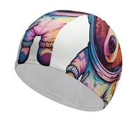 Astronaut Animal Art Swim Cap High Elasticity Anti Slip Waterproof Comfortable Swim Hat Bathing Cap for Men Women