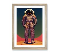 Astronaut Arrival Framed Print | A2 Oak Framed Wall Art | Ready to Hang | Modern Space Picture | Living Room Bedroom Lounge Office