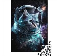 Astronaut Art Cat Puzzle Educational Games Family Activities Premium Cardboard Jigsaw Puzzle for Women Men 1000pcs (38x26cm)