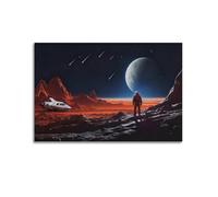 Astronaut Back Art Poster Prints Silent Moon Desert Sci-Fi Retro Fashion Canvas Wall Decor Artwork for Home Office 12x18inch(30x45cm)