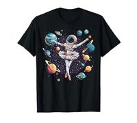 Astronaut Ballerina Dancing In Space Planets Galaxy Kid Girl T-Shirt